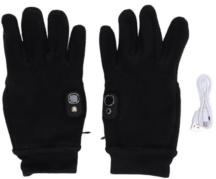 Asixxsix Heated Gloves, Rechargeable Electric Heating Gloves for Men Women, Windproof Washable Plush Padded Hand Warmer Gloves with 3 Heating Levels for Skiing, Outdoor, Cycling, Hiking
