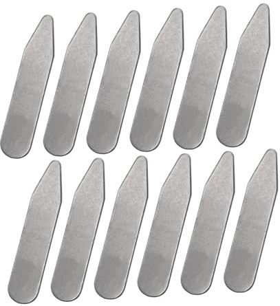 rockible 12x Collar Stays Metal Collar Stiffeners for Men's Dress Women Work Uniform, 5.58cmx1cmx0.08cm