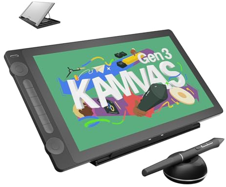 HUION KAMVAS 16 (Gen 3) Drawing Tablet with Screen, 15.8 inch 2.5K QHD Art Tablet with Full Laminated Anti-Sparkle Glass, 120% sRGB, PenTech 4.0, 16384 Pen Pressure, Dual Dials for Mac, PC, Android