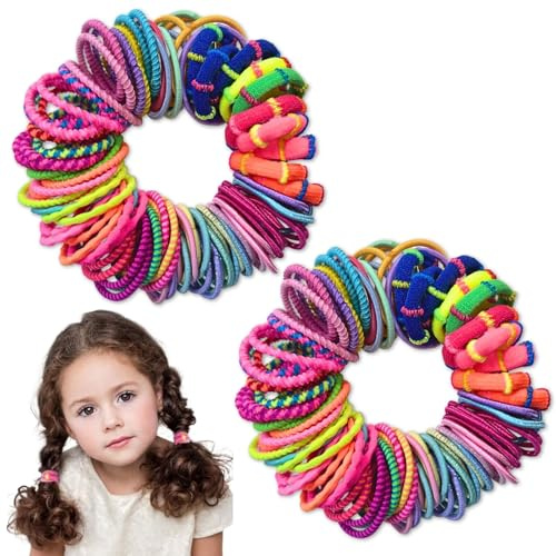 KEYRI 200 Stück Mädchen Nichtmetall Elastisch Haargummis Kleine Bunte Baumwoll Haarbänder Mehrfarbige Haarschmuck Mini Haargummis Set Klein Elastisch Haarbänder Pferdeschwanz Inhaber (Mehrfarbig)