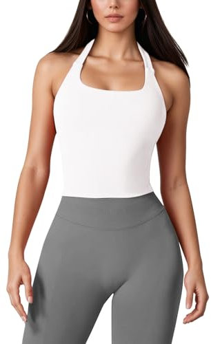 JN JANPRINT Longline Sports Bras for Women Running Top Padded Open Back Seamless Workout Gym Yoga Crop Top White