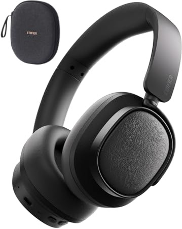 Edifier ES850NB Over Ear-hörlurar med -45dB Aktiv Brusreducering, Hi-Res Ljud & LDAC, Bluetooth 5.4 & 92h Batteri, AI-samtalsreducering, Bekväm & Hopfällbar Design för Pendling, Resor - Svart | Upp till 92 timmars uppspelning, multipunktsanslutning, touchkontroll, Bluetooth 5.4, för kontor, resor och daglig användning