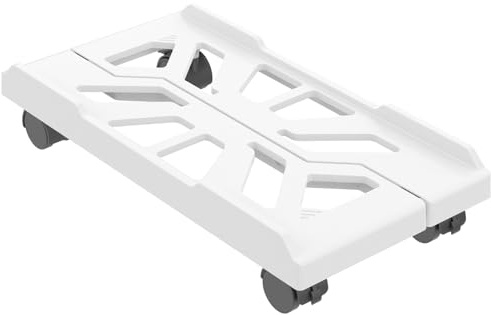 Mobile CPU Stand with Wheels, 43cm x 20 to 28cm Adjustable Computer Tower Stand, Under Desk CPU Holder PC Floor Cart for Gamers and Students (White)