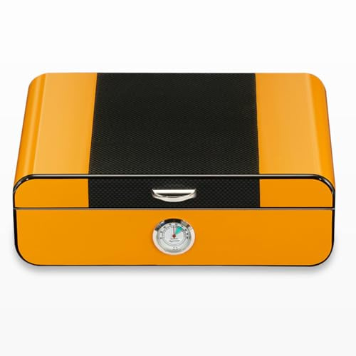 PP-Vic Cederträ högblank kolfiber humidor, skrivbords elegant humidor, handgjord humidor med luftfuktare och hygrometer för mäns företag