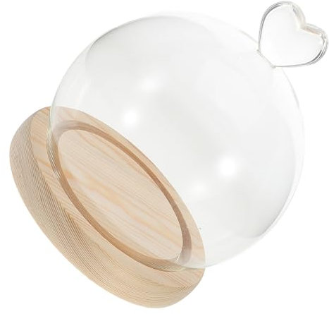 OUNONA Glass Cover Ornaments for Display Dome Base for Dry Flower Display Case Protective Globe Cover for Led Flower