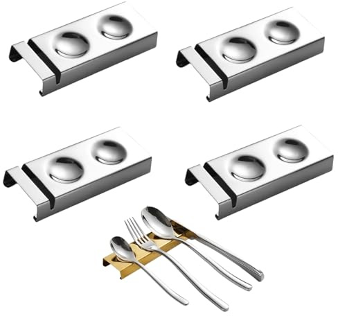 HSTWODE 4/6 Stück Edelstahl 304 MesserbäNkchen,StäBchen Kissen,StäBchenhalter,EssstäBchen Rests FüR Esstisch,FüR Verschiedene Essensszenen,Dekoration Auf Dem Esstisch Verwendet Werden (4, Silber(3))