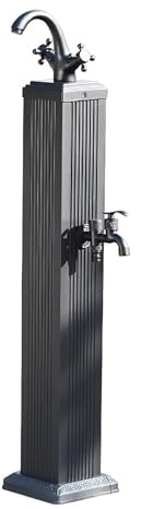 GMBAYUE Fontana a Colonna da Giardino Esterno, Fontana da Giardino Moderna, Scarico Doppio Rubinetto, Porta Tubo da Giardino, Utilizzata per L'irrigazione e L'innaffiamento del Giardino.(Black)