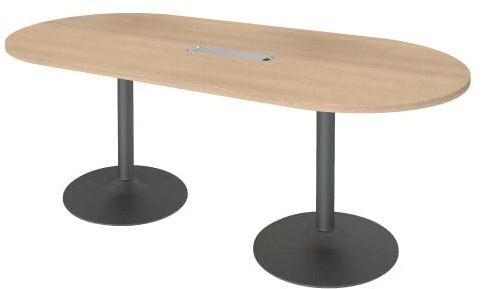 Générique Table de réunion Ovale L 210 cm Plateau chêne Clair piètement colonnes Essens (Anthracite)