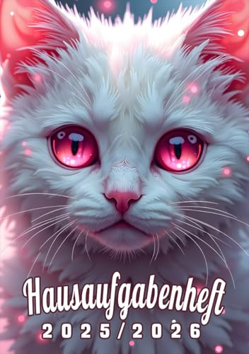 Hausaufgabenheft 2025/2026 mit Datum für Mädchen: Schülerkalender für Grundschule und Gymnasium, Schulplaner mit Katze Motiv, Praktischer Hausaufgabenplaner DIN A5