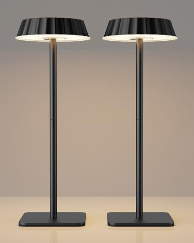 EppieBasic Lampada da tavolo senza fili a batteria, set da 2: 18 W, ricarica rapida, 3 temperature di colore dimmerabili, impermeabilità IP65, per ristoranti, terrazze, esterni