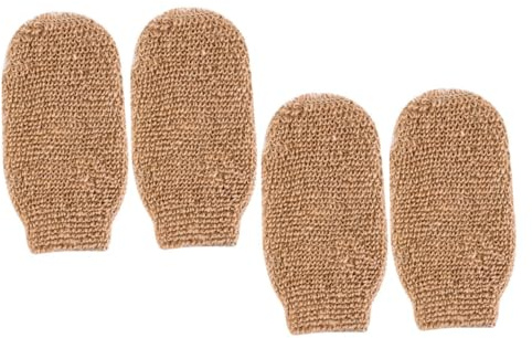 PACKOVE Guantes Exfoliantes de Lino en Estancias en Hoteles y Camping 4 Piezas, Guantes para Limpiar y Exfoliar el Cuerpo Espalda para Baño