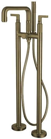 HXYhydrypd Robinet de Baignoire Autoportant en Laiton à Double Colonne pour Salle de Bain Moderne, à Haut Débit, avec Mitigeur de Douche à Main(Brass)