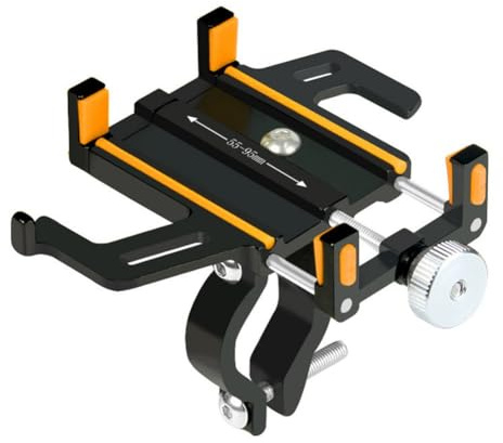 Getdoublerich Aluminum Alloy Phone Holder for Motorcycle with Strong Clamping Arms, Non Slip Rubber, and 360 Degree Rotation for Safe Navigation (Orange)