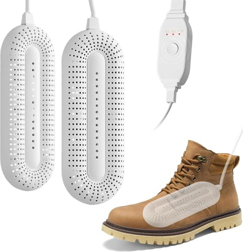 Electric Shoe Dryer, Boot Warmer, Portable Footwear Dryer Machine, 4/8/12 Timer, For Shoes, Ski Boots, Gloves, Socks, Ideal for Winter, Rainy Days, Travel, UK Plug