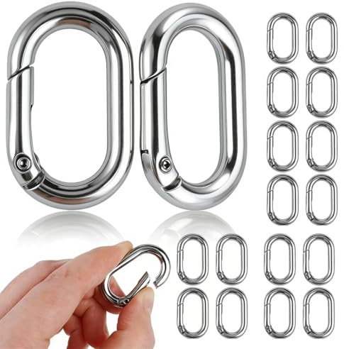 JYNXOR 18Stück Oval Spring Karabinerhaken Klein, Metall Ringkarabiner, Schlüsselanhänger Kleine Buckle Clip Feder Karabiner Karabinerhaken Schlüsselring für Geldbörsen Schlüsselkette Rucksack (silber)