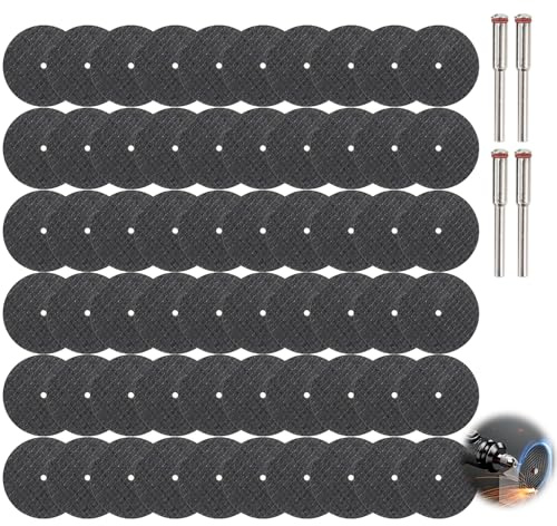 Funver 60 dischi da taglio in metallo Ø32 mm con 8 mandrini 3 mm e cacciavite, mini dischi da taglio abrasivi per utensili rotanti, accessori di taglio e macinazione