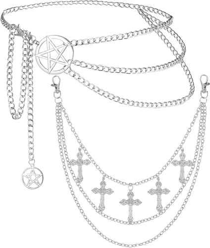 Ropa gótica, ropa grunge, joyas góticas, juego de 2 cadenas de cadera para moda gótica y punk, ideal para festivales de música y fiestas góticas