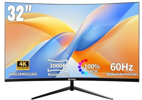 CRUA 32 Monitor | 4K UHD 3840x2160, IPS Panel, 60Hz, Adaptive Sync, 100% sRGB, Back Breathing Light,Blue Light Filter, VESA Mountable 75x75mm