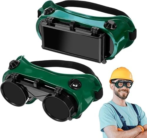 TUESMEILL Welding Safety Glasses, 2Pcs Flip-up Welding Safety Goggles Oxy Acetylene Shade Working Protective Goggles for Soldering Torching Brazing and Metal Cutting
