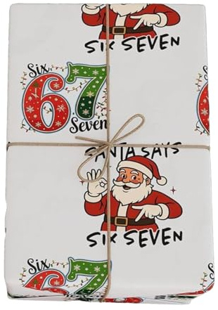 67 Geschenkpapier, 67 Meme Lustig Weihnachten Geschenkpapier Papier, Lustig Six Seven Meme Weihnachten Geschenk Einpacken Papierrolle, Neuheit Feiertage Geschenkverpackungen Papierblätter Rolle
