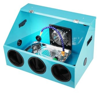 Caja De Polvo Para Pulidora De Mesa De Esmerilado Eléctrica Totalmente Cerrada, Tapa Con Luz LED Y Ventilador, Y Sistema De Circulación De Agua Integrado(Blue,3-hole)