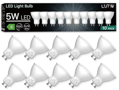 LUTW Energieklasse B GU10 LED Kaltweiss, 5W 850lm Spot LED, 10 Stück