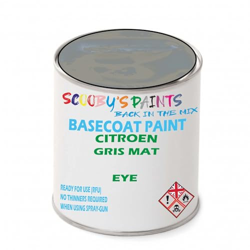 SCOOBYS PAINTS BACK IN THE MIX Paint Compatible With Citroen Gris Mat Eye Basecoat Rfu Ready For Use - spray Automotive Colour (2.5 Litres)