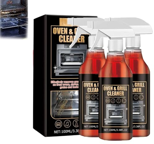 Backofen und Grillreiniger, Backofenreiniger Extra Stark,Ofenreiniger Backofenreiniger,Oven Cleaner,Backofenspray,Kaftvoller Reiniger und Fettlöser,Gegen Verkrustungen für Backofen,Grill (3PC)
