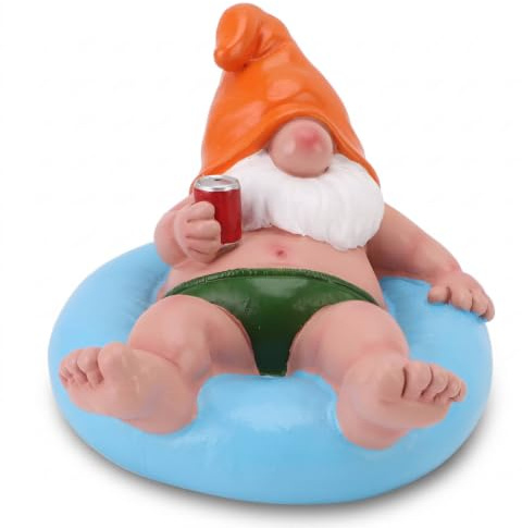 HERCHR Nain de Jardin de Piscine, Statue de Nain Flottant en résine, Figurine de Nain Flottant pour décoration extérieure, Statue de pelouse Amusante (Bleue)