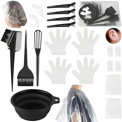 YAOYYG 18 Piezas Kit Herramientas de Tinte para Coloración Cabello, Accesorios de Pelo Tinte, Herramientas de Tinte con Tazón de Teñir, para Salón Bricolaje, Kit de Pelo Tinte