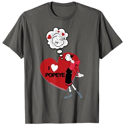 Olive OYL I Love Heart Popeye Día de San Valentín Retro Comic Camiseta
