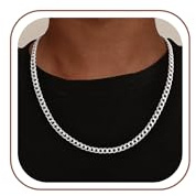 UPFAI Cuban Link Chain for Men,925 Sterling Silver 6mm Diamond Cut Silver Necklace Ideal Jewellery Presents for Him Dads Husbands & Boyfriends