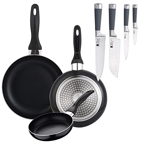 San Ignacio LWH179 - Juego de sartenes y Utensilios de Cocina, Acero Inoxidable, Negro, 24 cm