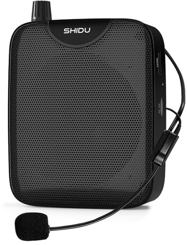 Amplificador de Voz Portatil SHIDU Sistema de megafonía con Wired Micrófono15W batería Recargable Mini Amplificadores de Voz microfonos para Profesores, guías turísticos, Entrenadores Deportivos