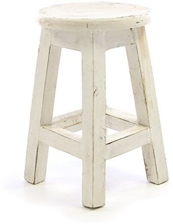 Divero Rustikaler Hocker Tarifa aus Holz – Farbe: weiß - im Landhaus-Stil