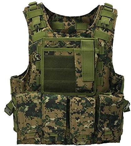 QMFIVE MOLLE RRV Assault Combat Weste mit Beutel/Traning Schutz Sicherheitsweste für Taktische Jagd Airsoft Outdoor(BK) (AOR2)