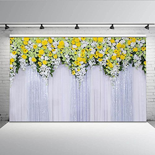 Mehofoto 2,1 x 1,5 m Hintergrund bunte Chrysanthemen grüne Blätter Blumen Fotografie Hintergrund reine Seide Vorhang Polycotton Fotografie Hintergrund Studio Requisiten