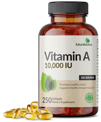 Futurebiotics Vitamin A 10,000 IU Premium Non-GMO Formula Supports Healthy Vision & Immune System and Healthy Growth & Reproduction, 250 Softgels
