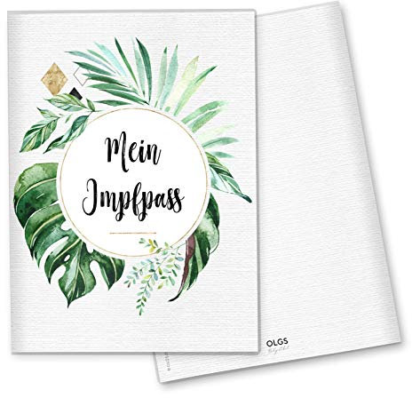 OLGS Impfpasshülle Tropical Green, Schutzhülle für Dokumente & Impfpass ohne Personalisierung, 9,3 x 13CM