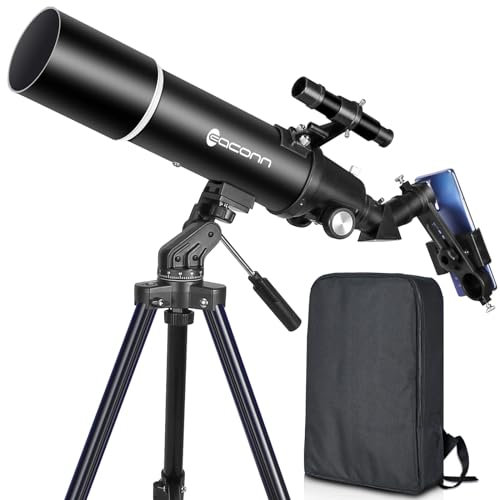 Teleskope für Erwachsene Astronomie, 80mm Aperture 600mm Refraktor Teleskop für Kinder, Anfänger, kompakte und tragbare Reiseteleskope mit Rucksack