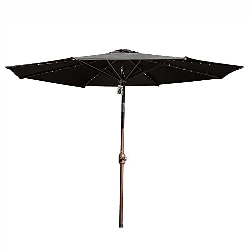 MANG Gartenschirm Sonnenschirm Neigbar Marktschirm UV-Schutz Terrassenschirm Schwenkbar Ampelschirm Mit 32 Solar-LED-Lichtern Und Kippfunktion, 6 Farben