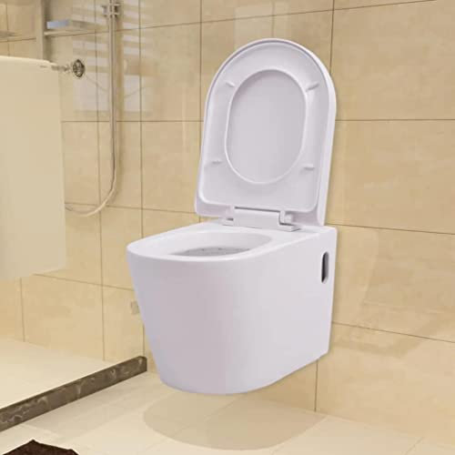 Gawany Hänge-Toilette mit Einbau-Spülkasten Softclose Bidet-Funktion Spülrandlos Vorwandelement Hänge Toilette Keramik Weiß