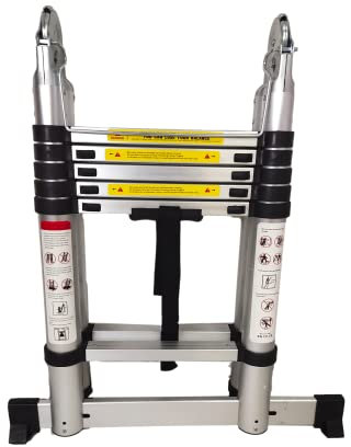 3.8M Scala Alluminio Telescopica,Scala Camper Telescopica,Scala Camper Tetto,Multiuso Allungabile Scaletta Alluminio, 6+6 scalini,Portata Massima 150 kg