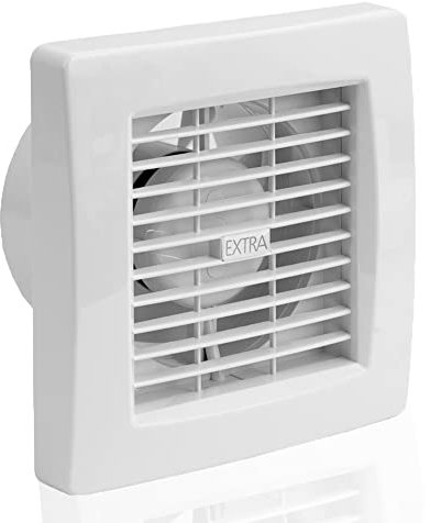 EUROPLAST Badlüfter 120 mm Abluftventilator mit elektrischem innenverschluss und nachlaufzeit Wandventilator für lichtschalter küche, garage, wc X120ZT