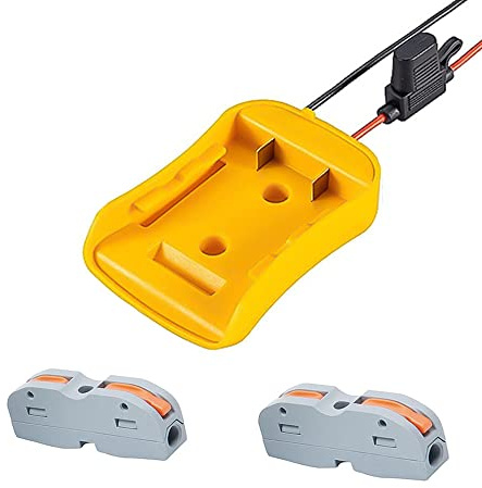 Power Wheel Adapter für Dewalt 14,4 V / 18 V / 20 V Lithium-Ionen-Akku Kabelklemmen, DC-Anschluss und LED-Arbeitslicht, Dual-USB-Ladegerät, Stromanschluss für Rc-Auto, Robotik, Rc-LKW, Heimwerker (C)
