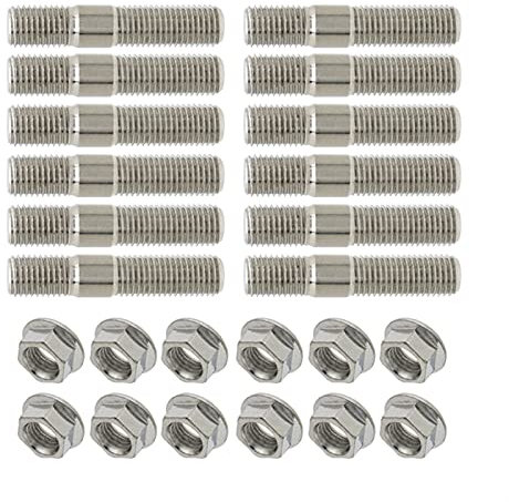 Sparrow Angel Radschrauben 10mm M10 x 1,25 Abgasbolzen Gezahnte Muttern Bolzen Schrauben Edelstahl Verteiler Bolzen (Color Name : 12sets)