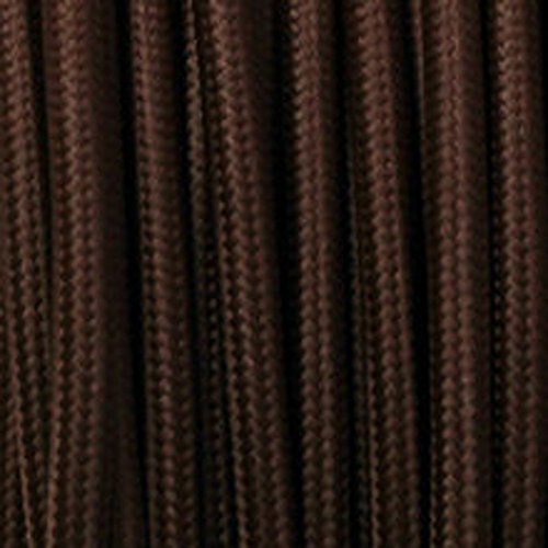 Brown Textile Cord 5 Meter Vintage 2 Core Round Electric Cable Fabric Covered Wire Italian Braided 0.75 mm Electrical Cable Flexible Wire for Lighting Other Appliances - Dark Brown 5M