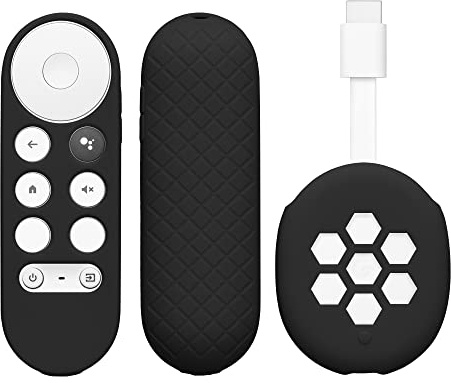 kwmobile 2X Hülle für Fernbedienung und Streaming Gerät kompatibel mit Google Chromecast 2020 4K (not for New-Generation) - Silikon Case Set für TV Zubehör in Schwarz Schwarz