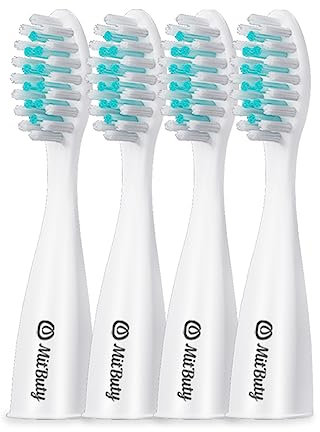 Ricambi per testine di spazzolino elettrico MitButy con tecnologia a impulsi sonici per la pulizia dei denti/rimozione della placca confezione da 4 testine di colore nero e bianco
