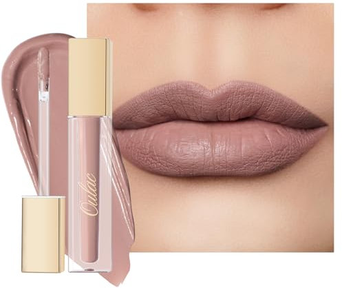 Oulac Rossetto Liquido Matte, Malva Nudo Rossetti Colore Intenso, Tinta Labbra Finish Matte, Lunga Tenuta, Ricco di vitamina E, Consistenza crema, Vegana&Senza crudeltà 4.5ml (M19) Nude Kiss